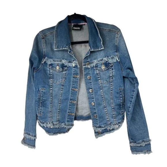 Nanette Lepore Frayed Hem Denim Jean Button Up Jacket Sz S Womens - Picture 1 of 7